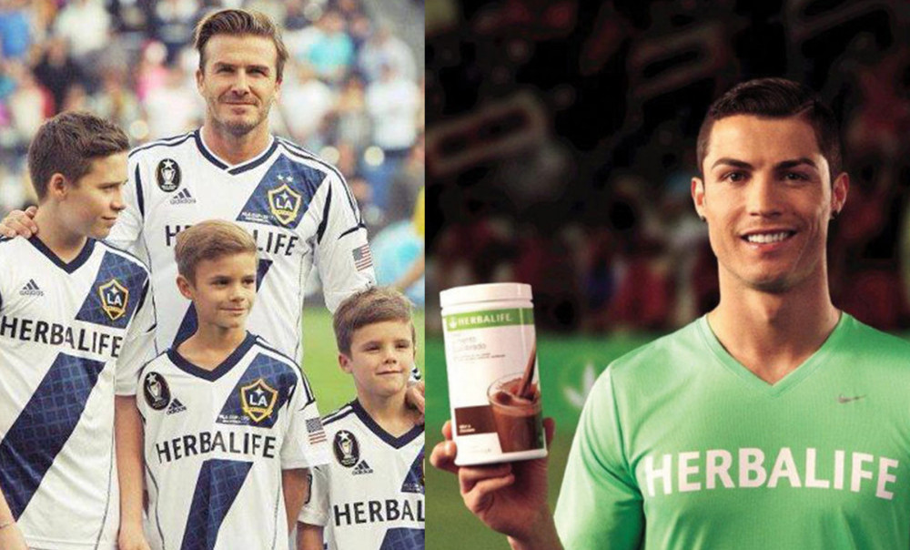Herbalife sponsored(spent lots of money) football stars to wear or promote its products.