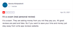 Is Write App Reviews A Scam? - Negative Comment